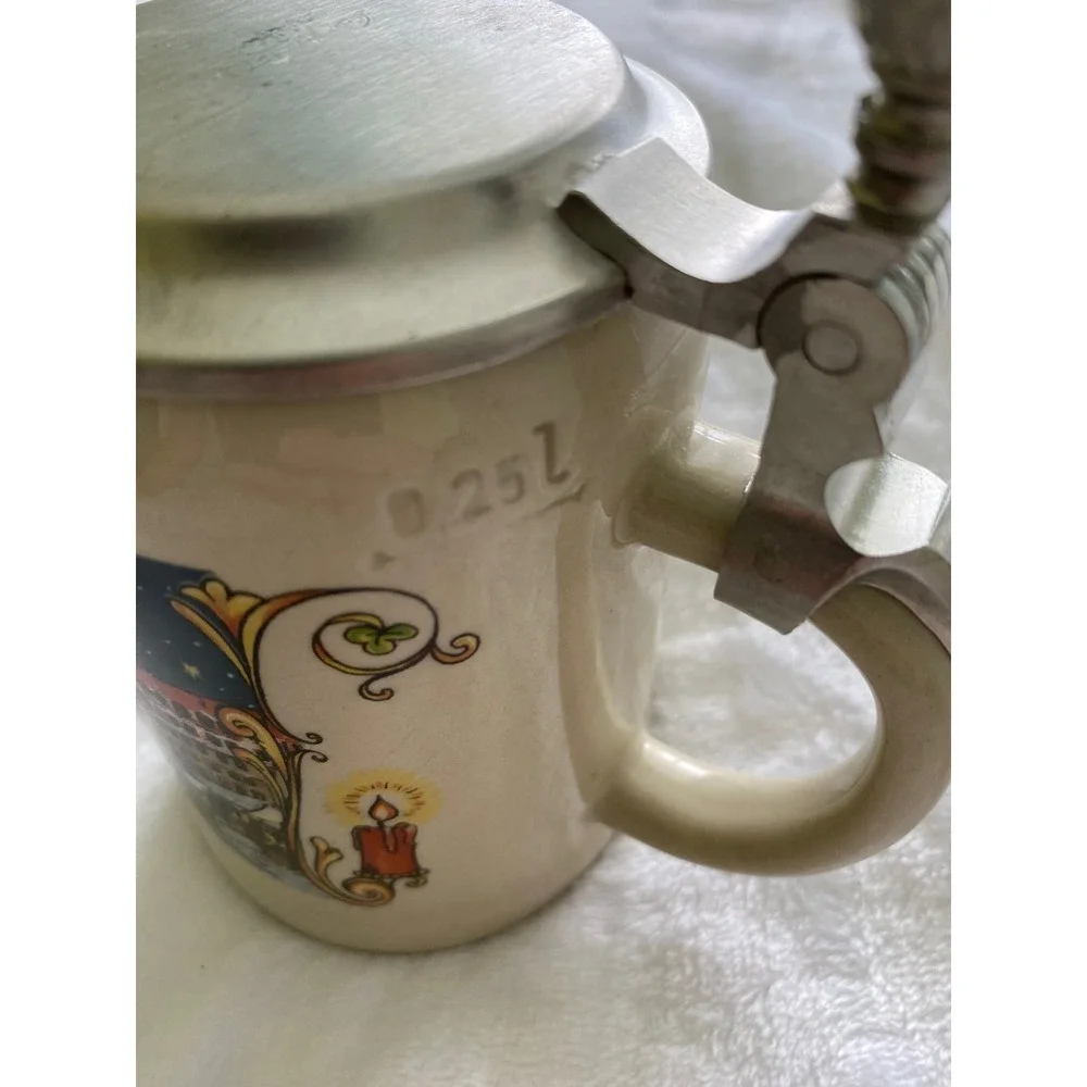 Nurnberger Christkindlesmarkt German Beer Stein 0.25L Metal Lid Gary Holiday Mug